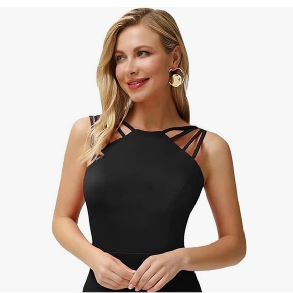 GRACE Womens Casual Bodycon Strappy Party Cocktail Dress Black XXL - Picture 4 of 6